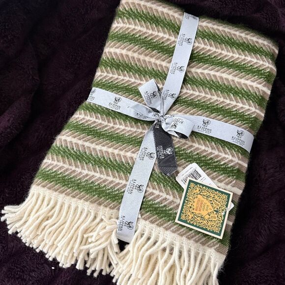 Klippan Oscar Throw Blanket 100% Eco Lambswool Multi Green 51x78” New with Tags - Picture 1 of 7